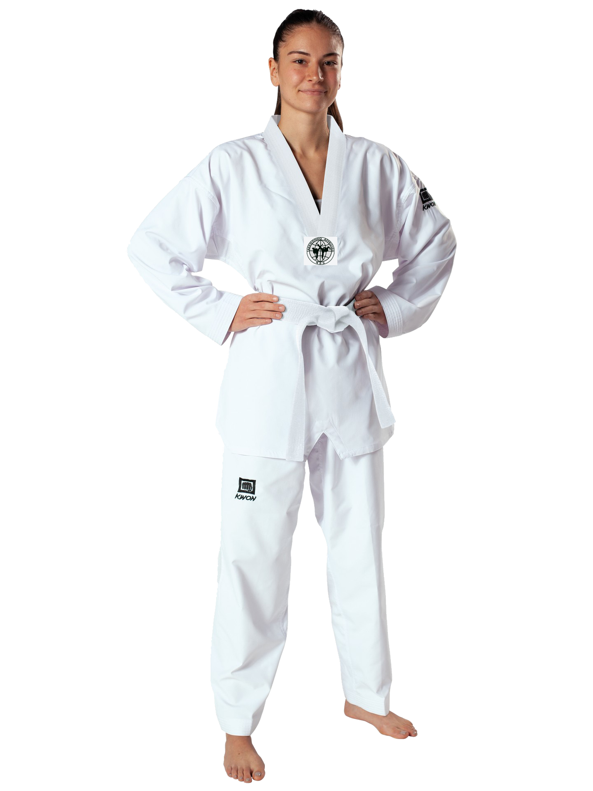PREMIERE PLUS Taekwondo Uniform White V-Neck