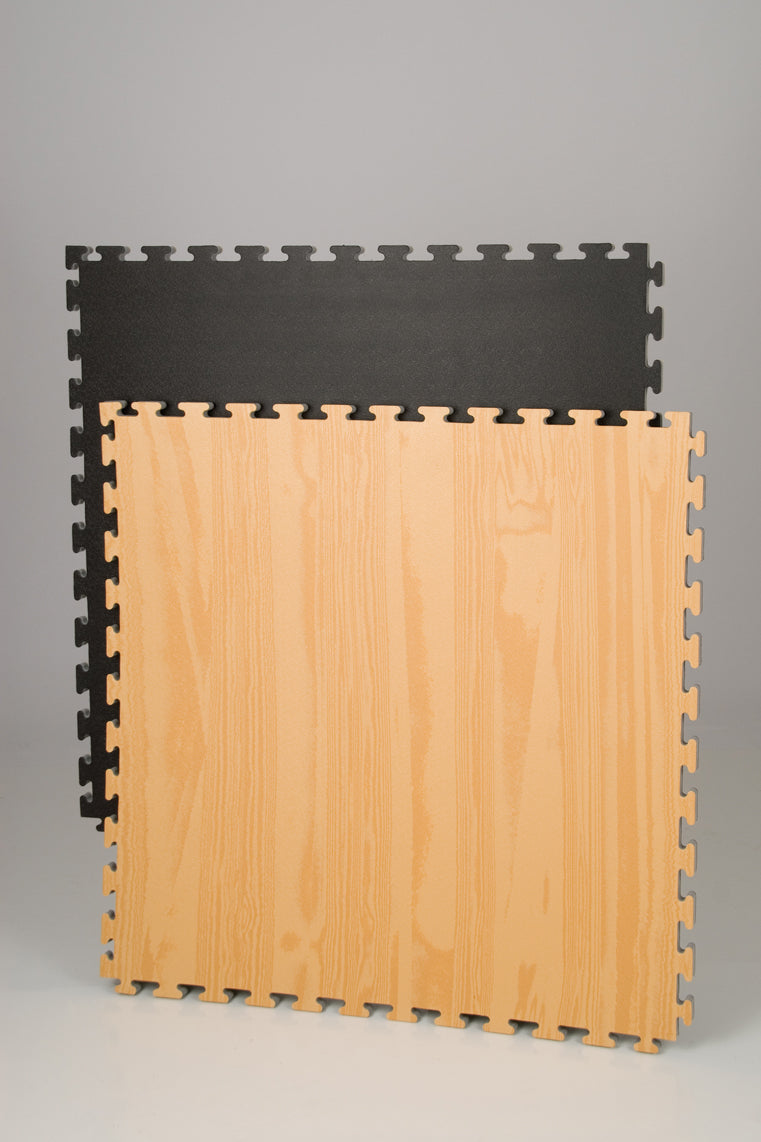 *Reversible Mat - Black / Wood pattern