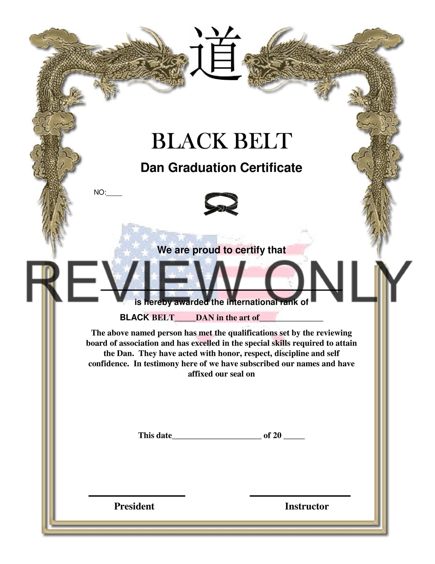 Black Belt Dan Certificate